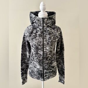 Lululemon Scuba Hoodie Full Zip Size 6 Rare Black White Lace Snake Print